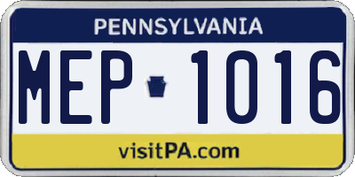 PA license plate MEP1016
