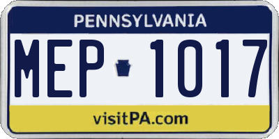 PA license plate MEP1017