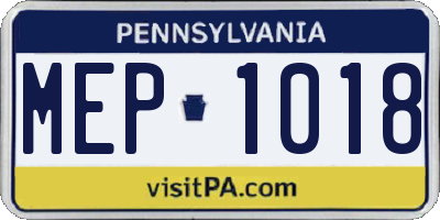 PA license plate MEP1018