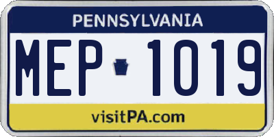 PA license plate MEP1019