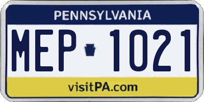 PA license plate MEP1021
