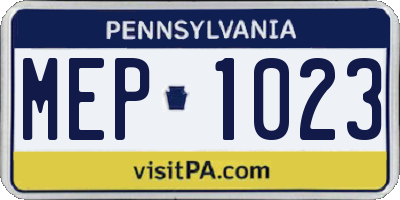 PA license plate MEP1023