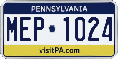 PA license plate MEP1024
