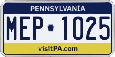 PA license plate MEP1025