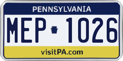 PA license plate MEP1026