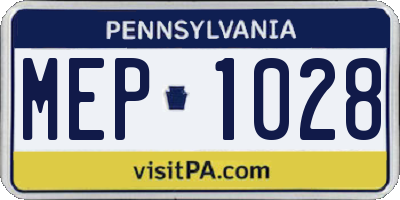 PA license plate MEP1028