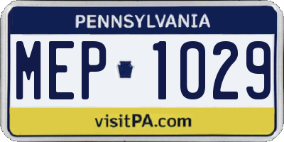 PA license plate MEP1029