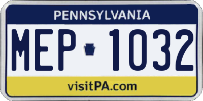 PA license plate MEP1032