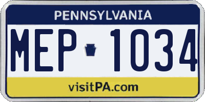PA license plate MEP1034