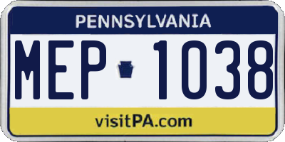 PA license plate MEP1038