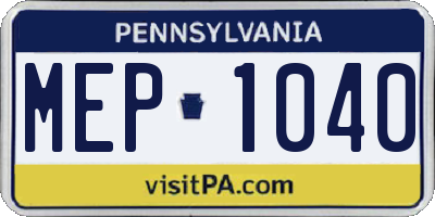 PA license plate MEP1040