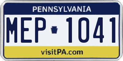 PA license plate MEP1041
