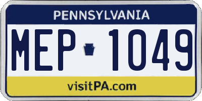 PA license plate MEP1049