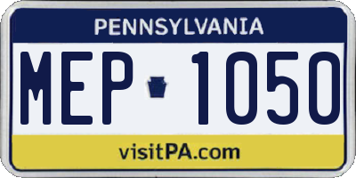PA license plate MEP1050