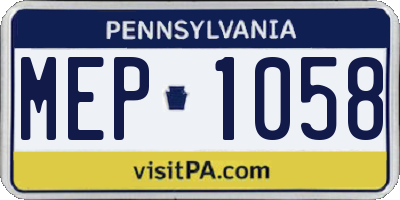 PA license plate MEP1058