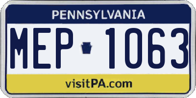PA license plate MEP1063