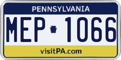 PA license plate MEP1066