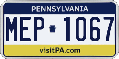 PA license plate MEP1067