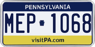 PA license plate MEP1068