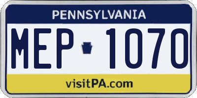 PA license plate MEP1070