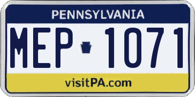 PA license plate MEP1071