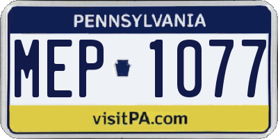 PA license plate MEP1077