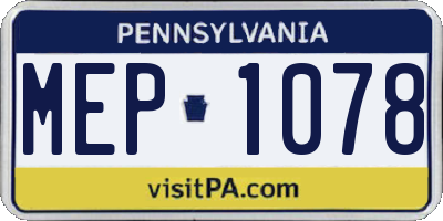 PA license plate MEP1078