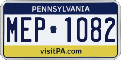 PA license plate MEP1082