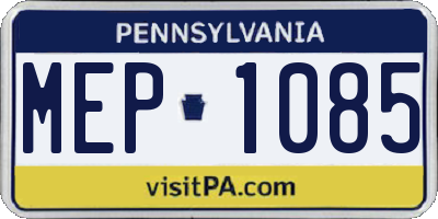 PA license plate MEP1085