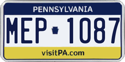 PA license plate MEP1087
