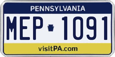 PA license plate MEP1091