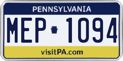 PA license plate MEP1094
