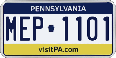 PA license plate MEP1101