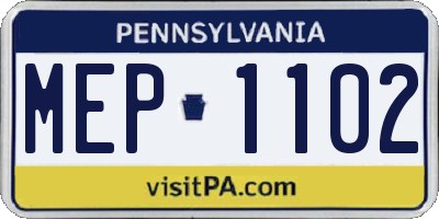 PA license plate MEP1102