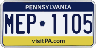 PA license plate MEP1105
