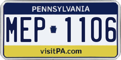 PA license plate MEP1106