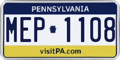 PA license plate MEP1108