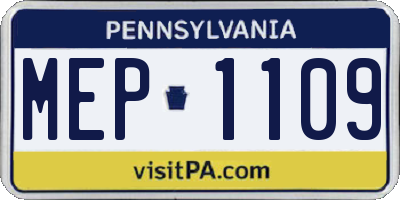 PA license plate MEP1109