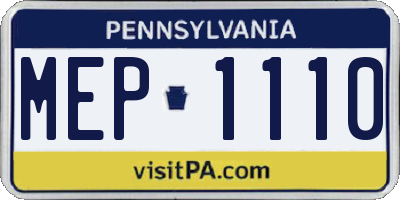 PA license plate MEP1110