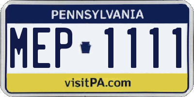 PA license plate MEP1111