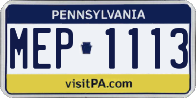 PA license plate MEP1113