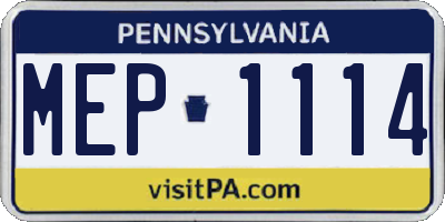 PA license plate MEP1114