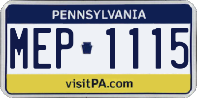 PA license plate MEP1115