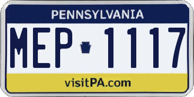 PA license plate MEP1117