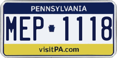 PA license plate MEP1118