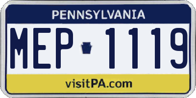 PA license plate MEP1119