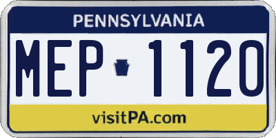 PA license plate MEP1120