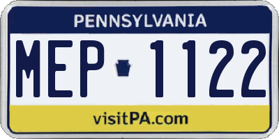 PA license plate MEP1122