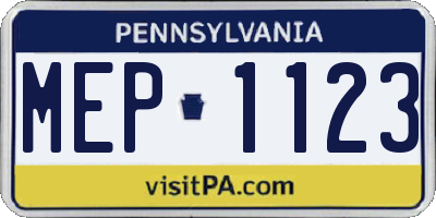 PA license plate MEP1123