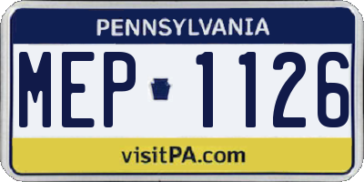 PA license plate MEP1126